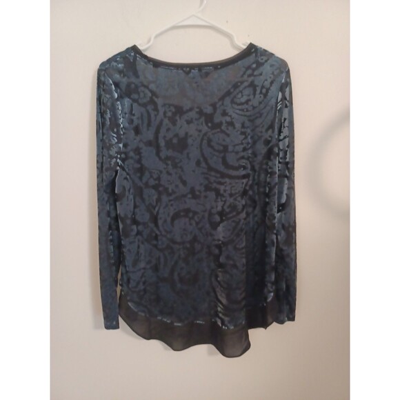 Simply Vera Wang Velvet Burnout Blouse L Gray Black Longsleeve Fairy Whimsigoth - Picture 8 of 10